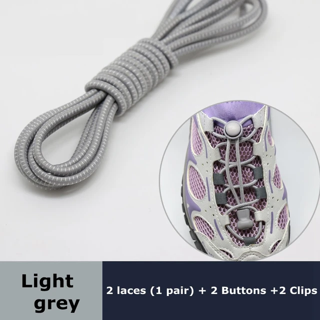 Round Elastic Shoelaces Suitable For Various Shoe Accessories No Tie Shoelace Fixed Stretching Locking Lazy laces 1 Pair Light grey