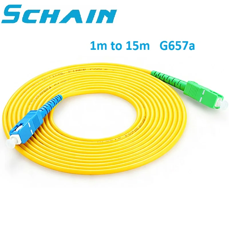 

SC APC to SC UPC Patchcord 1m to 15m optical Patch cord 2.0mm PVC G657A Fiber Jumper Simplex SM FTTH Optic Cable fibra optica