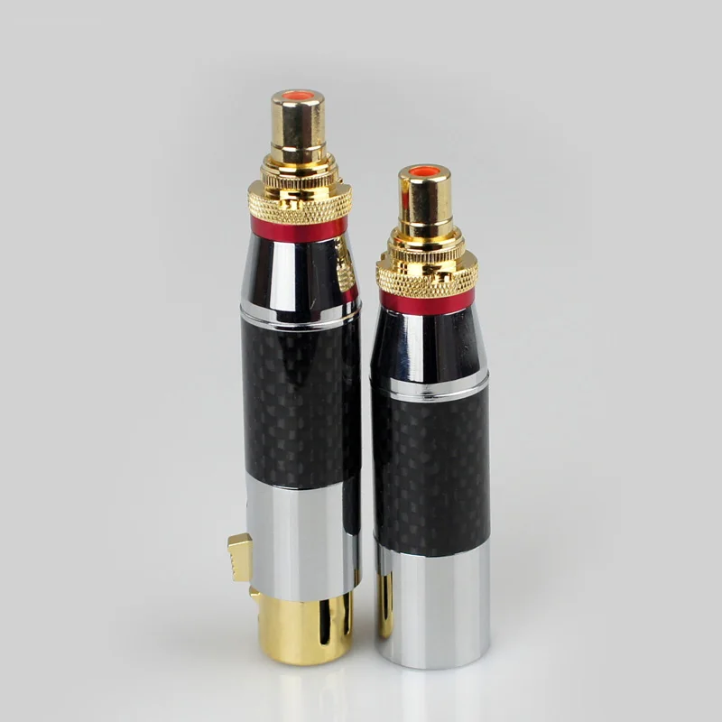 1PC Carbon Fiber Gilded Audio Adaptor XLR 3Pin Male/Female to RCA Female HIFI Audio Adapter Connector Converter G1024