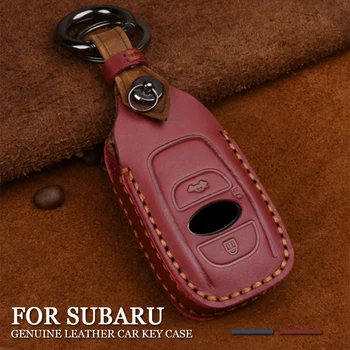 

Car 3 Buttons Genuine Leather Remote Keyless Smart Key Bag Fob Case Cover Protector Fit For Subaru