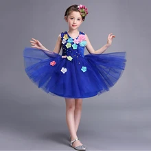 Новые стильные платья для девочек с объемным цветком, для свадебной вечеринки, для торжеств, с бантом, с жемчугом, для банкета, детское бальное платье Рождественская одежда для детей