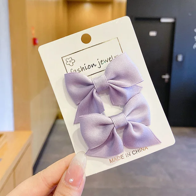 2022 New Bow Headgear Cute Sweet Little Girl Hair Accessories Summer Girls Net Red Clips Baby Hairpins Children Hair Clips Gifts Purple
