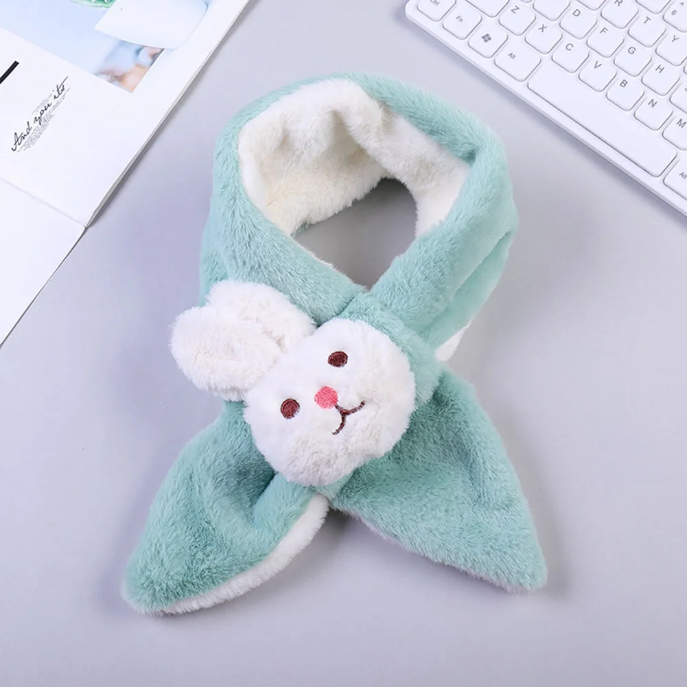 Зимний милый шарф с кроликом из мультфильма, Детские шарфы, теплый детский шарф с искусственным мехом на шее, меховой шар для девочек и мальчиков, Bufanda Bebe