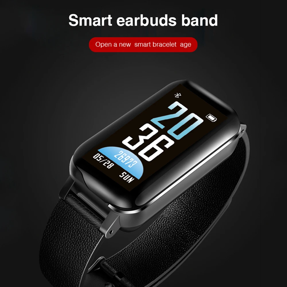 2 в 1 T89 Bluetooth Смарт бинауральные Bluetooth наушники фитнес-браслет монитор сердечного ритма Смарт-браслет универсальные умные часы