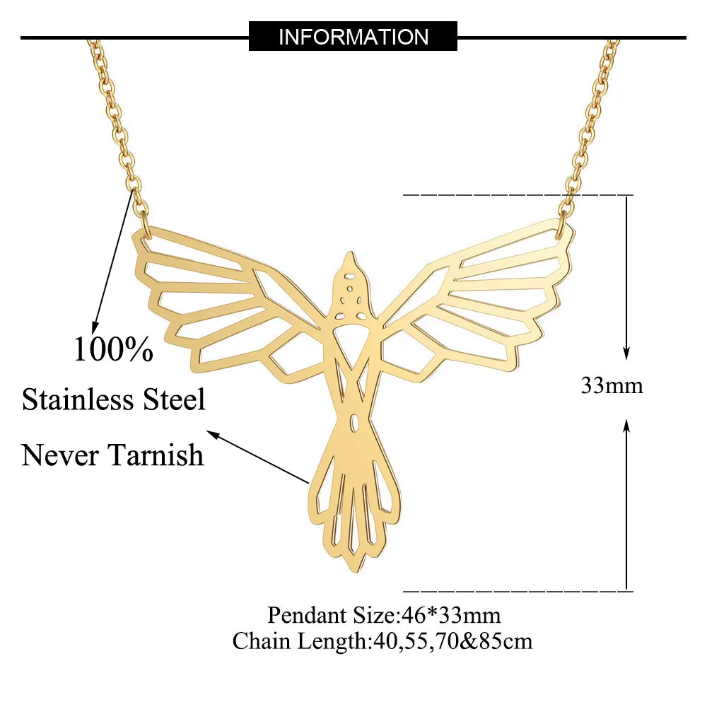 Настоящая нержавеющая сталь 40 см Феникс длинное ожерелье Трендовое ювелирное ожерелье s специальный подарок Индивидуальные ювелирные изделия