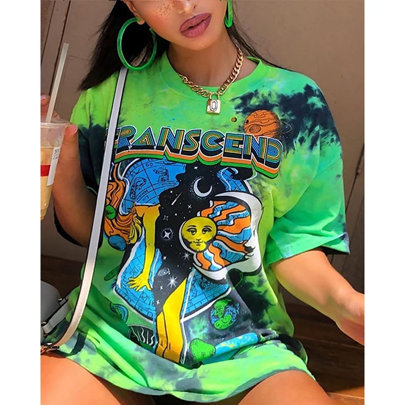 High Street Oversized T-shirt Women Summer Y2K Clothes Plus Size Short Sleeve Harajuku O-neck Graphic Bodyfriend Tee Tops couple t shirt