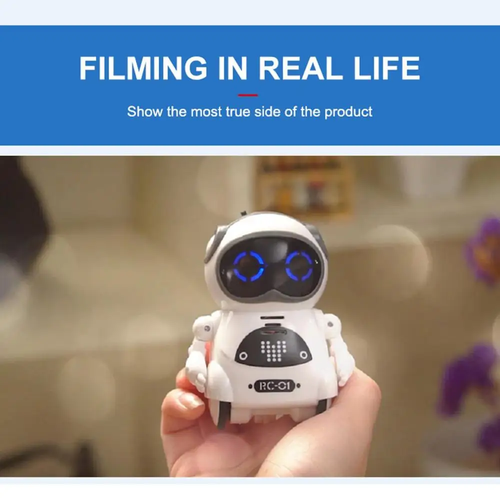 1pcs Intelligent Mini Pocket Robot Walk Music Dance Toy Light Voice Recognition Conversation Repeat Smart Interactive Kids Gift