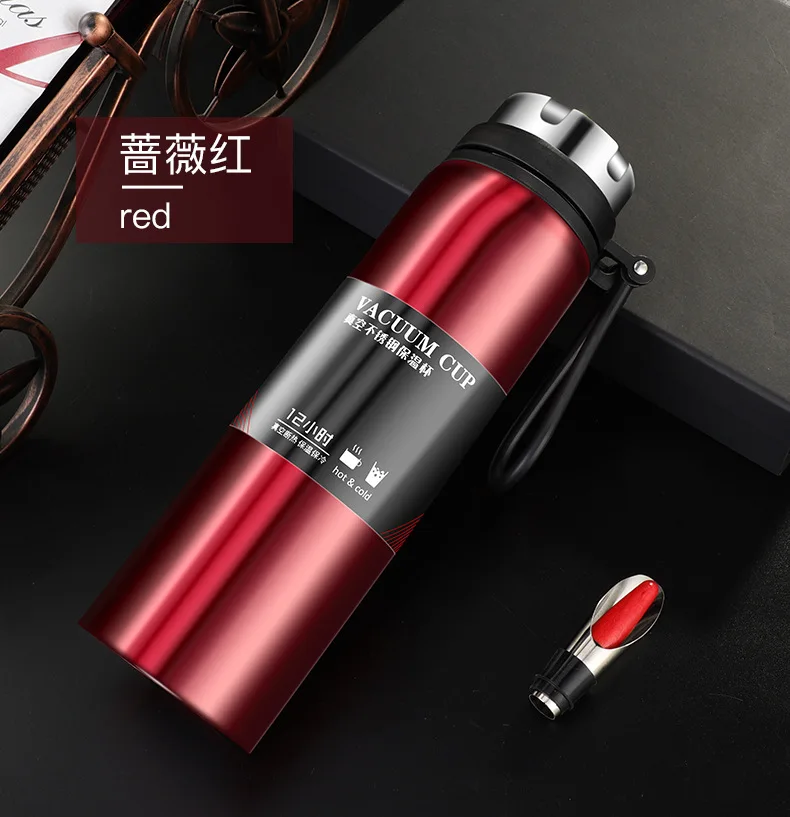 800Ml / 1000Ml Large Capacity Double Stainless Steel Thermos Outdoor Travel Portable Leak-Proof Car Vacuum Flask 1PCS