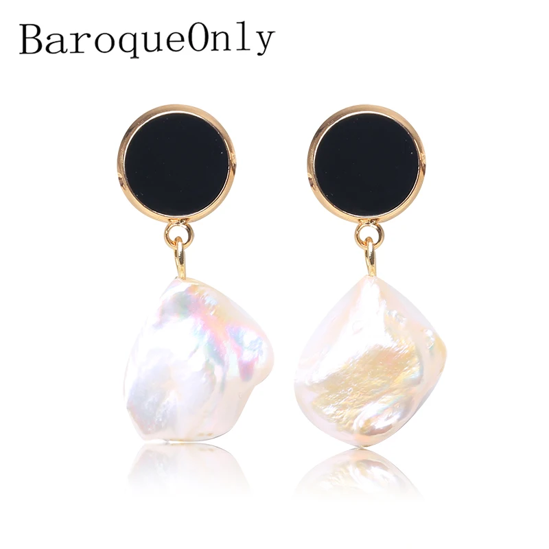 BaroqueOnly барочные жемчужные сережки подвески с неровным жемчугом черные круглые