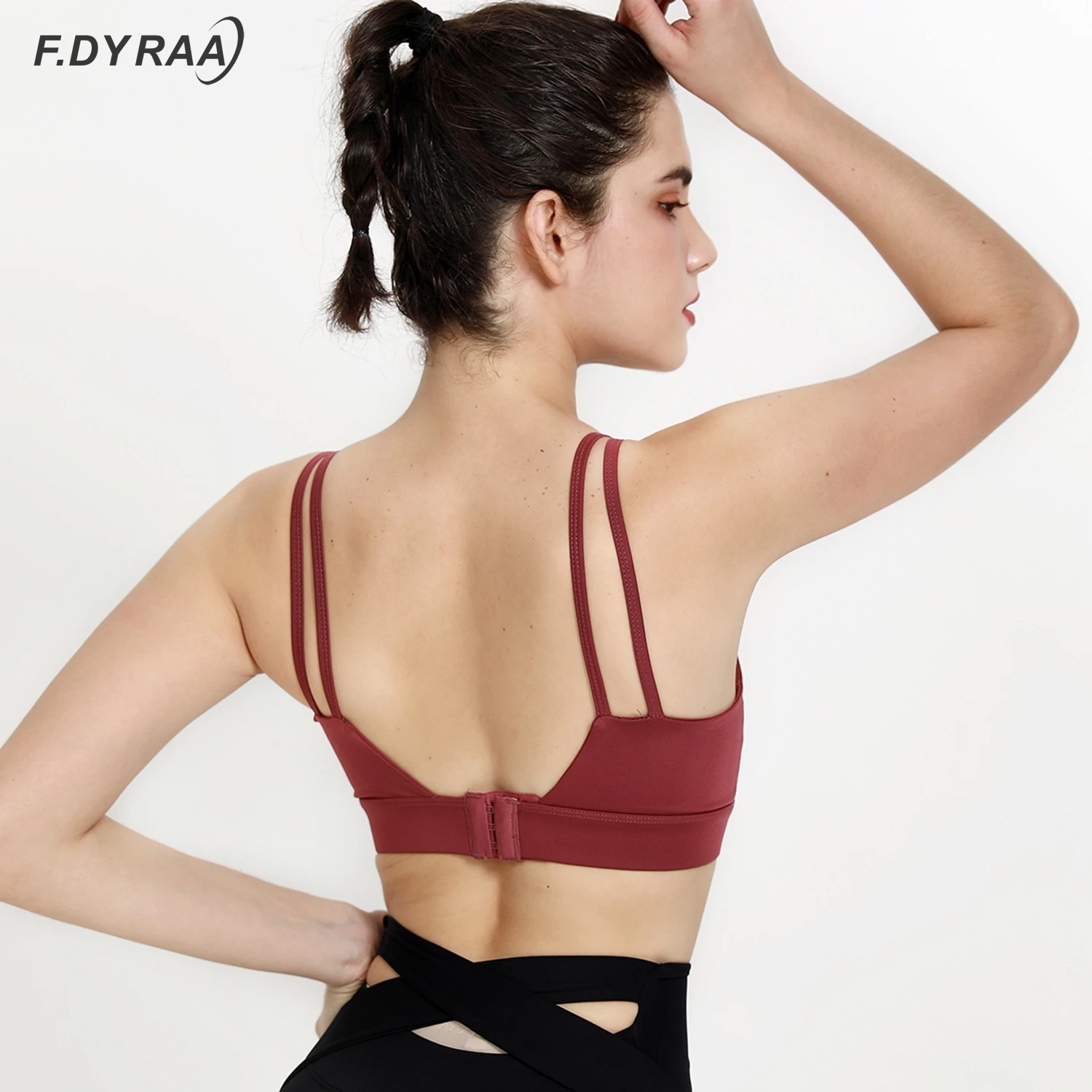 

F.DYRAA Yoga Bra Woman High Impact Sports Bra Padded Shockproof Gym Workout Running Push-up Crop Quick Dry Stretchy Fitness Top