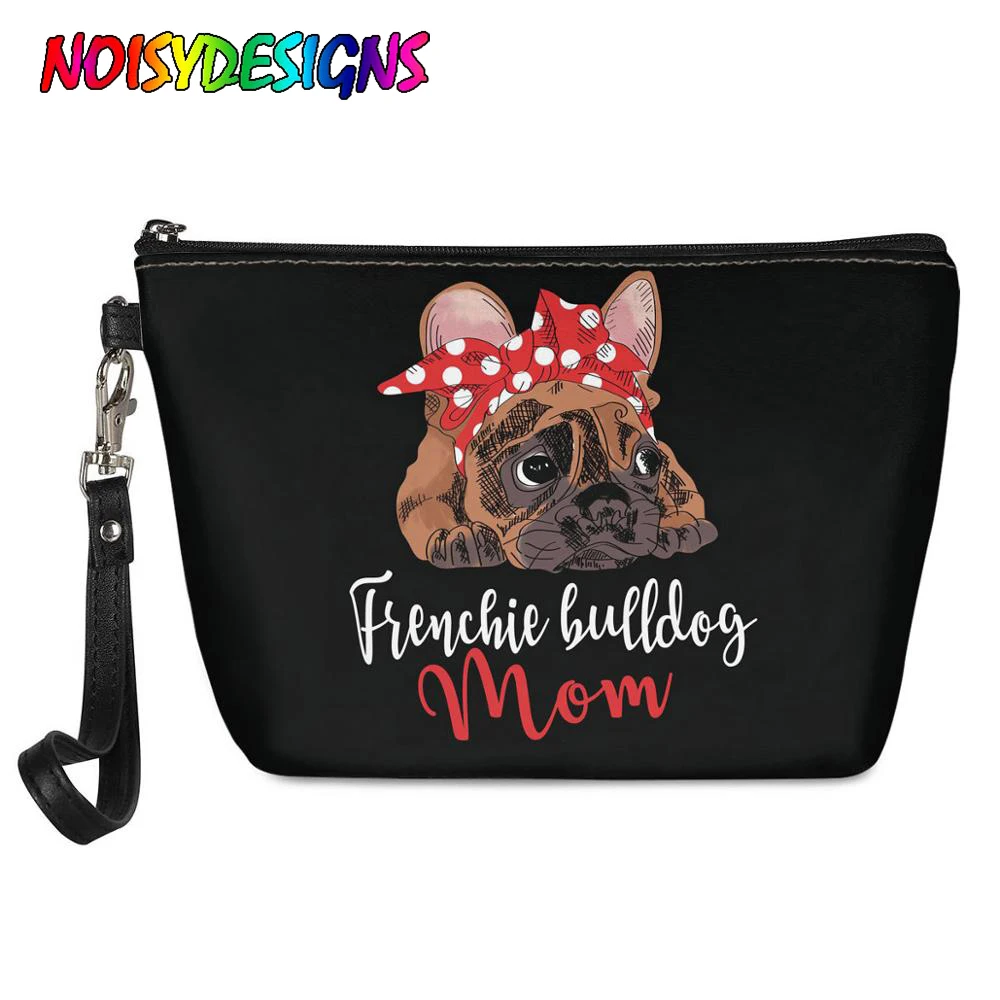 

NOISYDESIGNS Black Bulldog Animal Print Make Up Case Cute Female Travel Cosmetic Bags Small Women Wash Toiletry Pouch