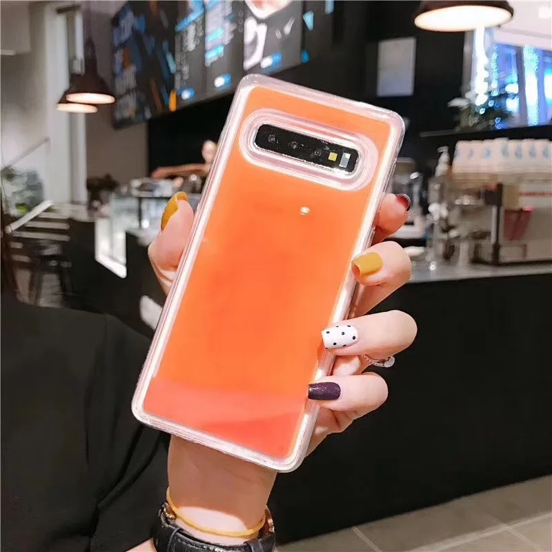 Светящийся чехол с неоновым песком для samsung Galaxy S8 S9 S10 E Plus ...