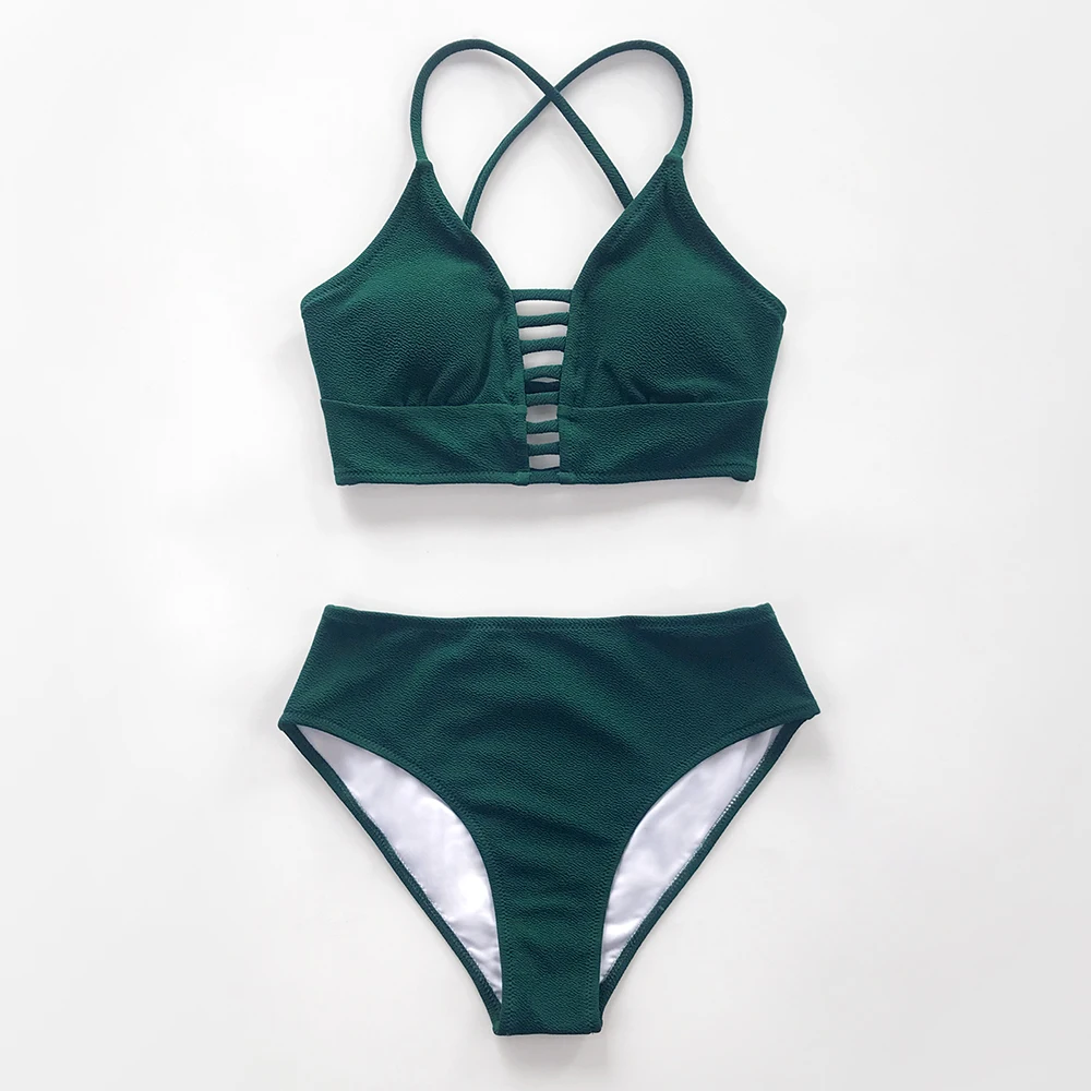 Rendas até Conjuntos de Biquíni Fatos de Banho Cupshe Sólido Verde Sexy Cortar Maiô Duas Peças Banho Feminino 2021 Novos Praia 7 Cupshe sólido verde rendas até conjuntos de