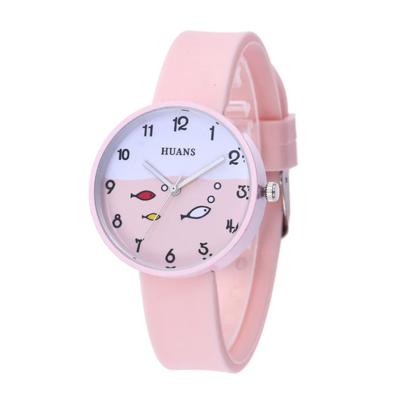 

Hot Selling Candy-Colored Korean-style Cute Children Students Silicone Watch Fish Pattern Quartz Watch