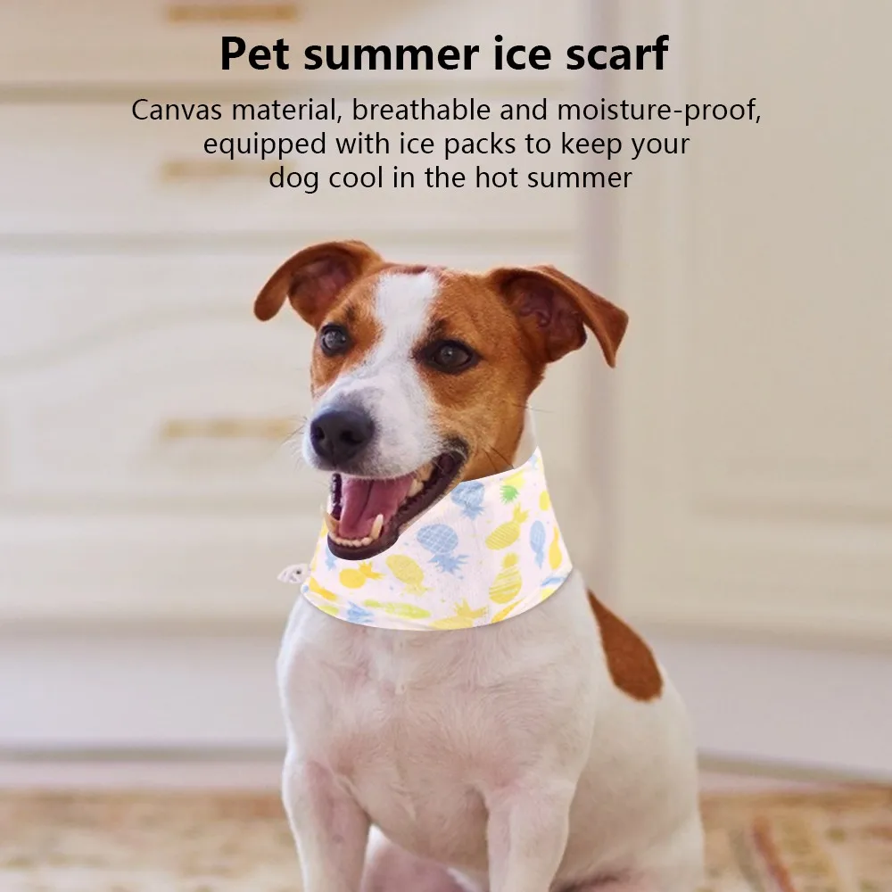 

Summer Pet Cooling Scarf Fruit Print Ice Cool Pet Dog Neck Scarves Outdoor Adjustable Dog Bandana for Summer Pet Supplies S M