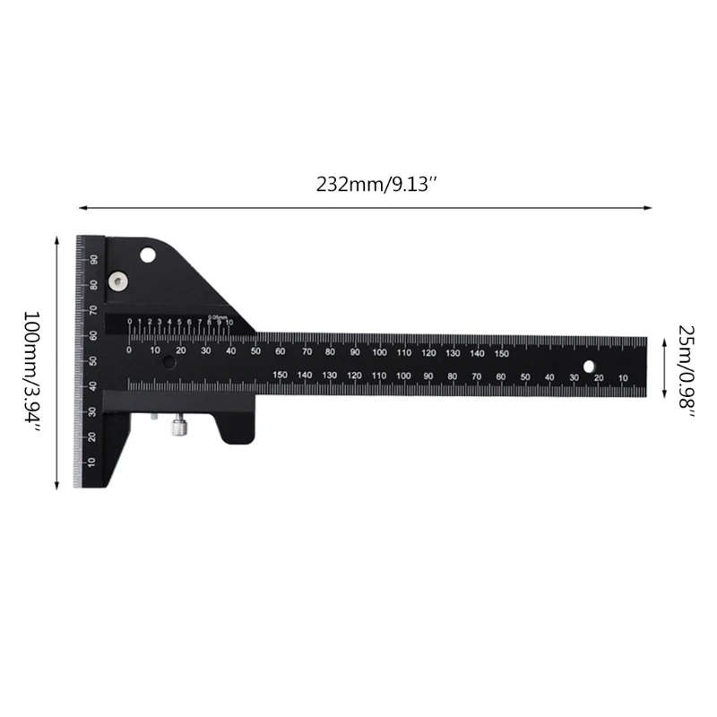US $24.22 Aluminum Alloy Scale Metric Measure Scribing Ruler T Shape Woodworking Carpentry Marking Tool Line Drawing Ruler 19QB