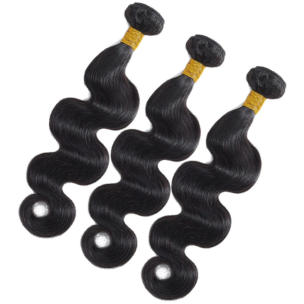 Brazilian Hair Body Wave Human Hair Weave Bundles Non Remy Hair Extensions Natural Color 3/4 Bundle Deals Double Machine Weft