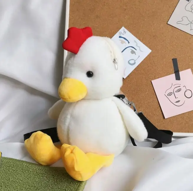 Игрушек! Милые плюшевые игрушки прекрасный мультфильм животных курочка, цыпленок сумка через плечо сумка для монет Мягкая Плюшевая Кукла девочка творческий подарок на день рождения 1 шт - Цвет: Белый
