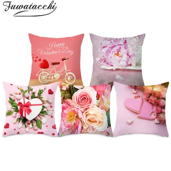 

Fuwatacchi Valentine's Day Gift Pillow Cover Love Flower Chshion Cover Printed Throw Pillowcase for Home Sofa Decorative Pillow