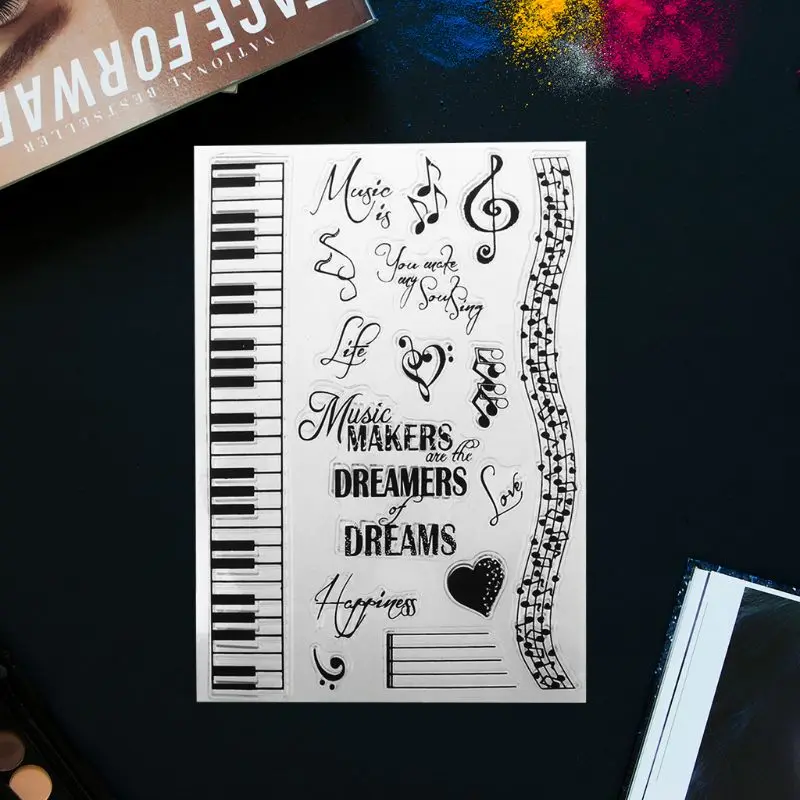 Music Dreams DIY Silicone Clear Stamp Cling Seal Scrapbook Embossing Album Decor