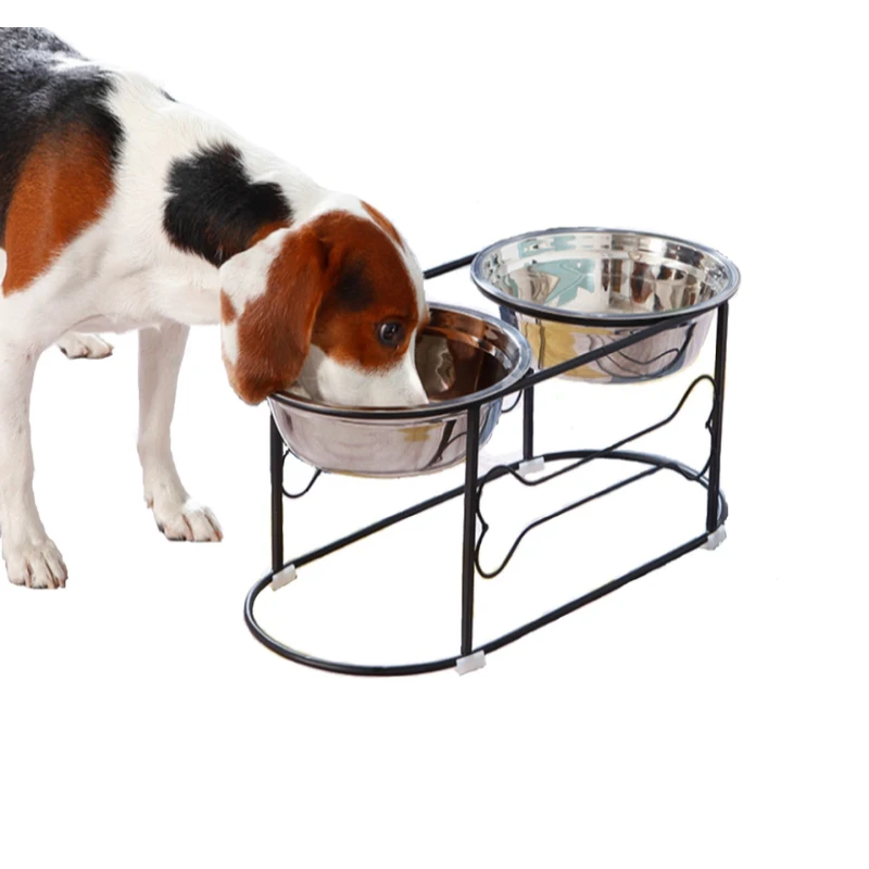 Высококачественная миска для кормушки собак из нержавеющей стали с подставкой