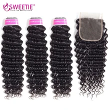 Aliexpress - Sweetie Malaysian Hair Bundles With Closure 3 Bundle With Lace Closure Non Remy Human Hair Weave Deep Wave Bundles With Closure