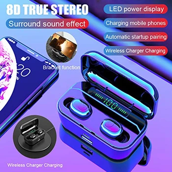 

Mini Wireless Earphone IPX7 Headphones Stereo TWS Handsfree Sports Earbuds Gaming Headset +Power Bank 3500mAh wireless Charging