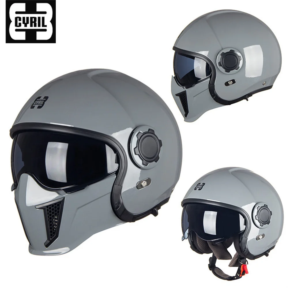 Cyril-ユニセックスのビンテージスタイルのオートバイのヘルメット