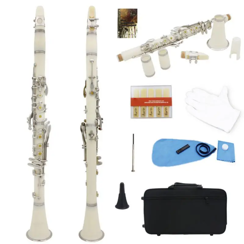 

High Quality Practical Durable 17 Key Drop B Tune Clarinet Solid Color Musical Instruments