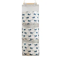 Wall Mounted Storage Bag with 3 Pockets Linen Fabric Waterproof Wall Door Closet Hanging Organizer for Bedroom Bathroom LBS 1