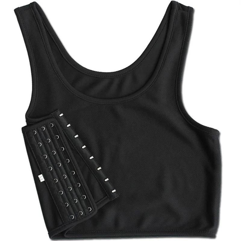 

Womens Solid Color Short Chest Breast Binder Crop Top Vest Padded Sports Bra