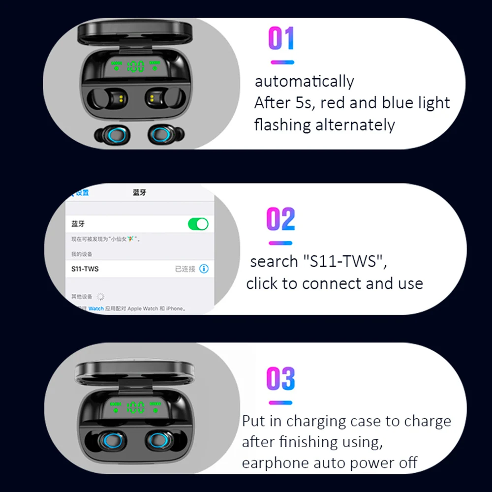 S11 TWS Беспроводные Bluetooth 5,0 наушники TWS наушники беспроводные наушники с шумоподавлением гарнитура наушники для мобильного телефона