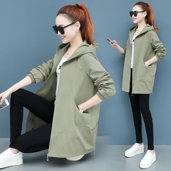 

Casual Long Hooded Casaco Feminino Women's Windbreakers Women Plus Size Trench New Autmn Fashion Female Trench Coat