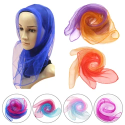 Gradient Color Silk Scarf  Women Summer Organza Chiffon Neck Sport Scarves Handkerchief Round Neck Female Gift Square Towel
