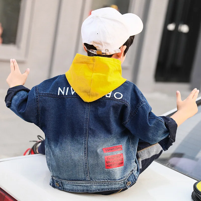 

20037 Boys' Denim Jacket 2019 Autumn New Style Fashion Korean-style Gradient Color Jeans Coat Western Style Fashion