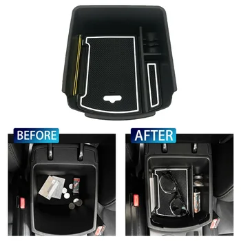 

ABS Storage Box Car Console Storage Organizer Tray Armrest Box Black For Kia Seltos 2020