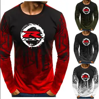 

Autumn Men's Long Sleeve T shirts Male Suzuki Gsxr Gsx R Print T-shirts Tops splash-ink Printed Male Casual tshirt Pullover