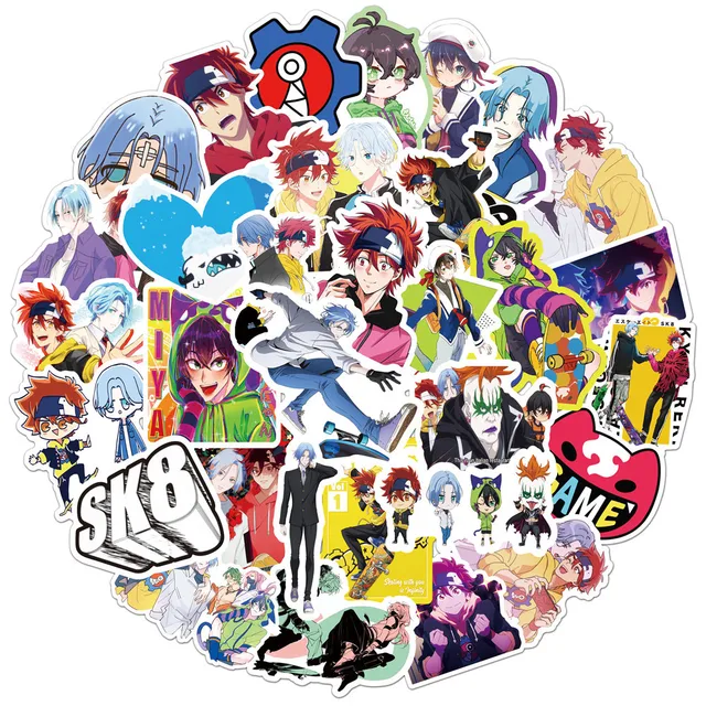 2021 Anime SK8 The Infinity Cosplay Stickers Reki Langa Miya Adam Kawaii  Waterproof Computer Trunk Sticker 50 PCS