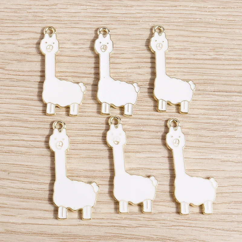10pcs 15*32mm Animal Charms Cartoon Enamel Alpaca Charms Pendants