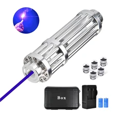 Lanterna ponteiro laser azul luz azul 450nm 10000m tático recarregável led com luz azul para a caça caminhadas acampamento