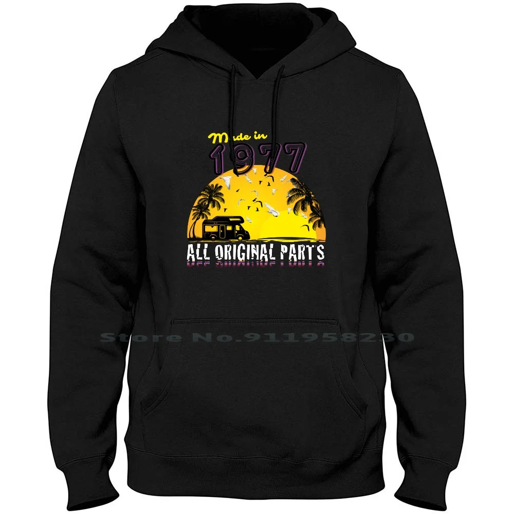 

Made In 1977 All Original Parts Hoodie Sweater Cotton Birthday Present Birthday Party Birthday Cake Original Birthday Present