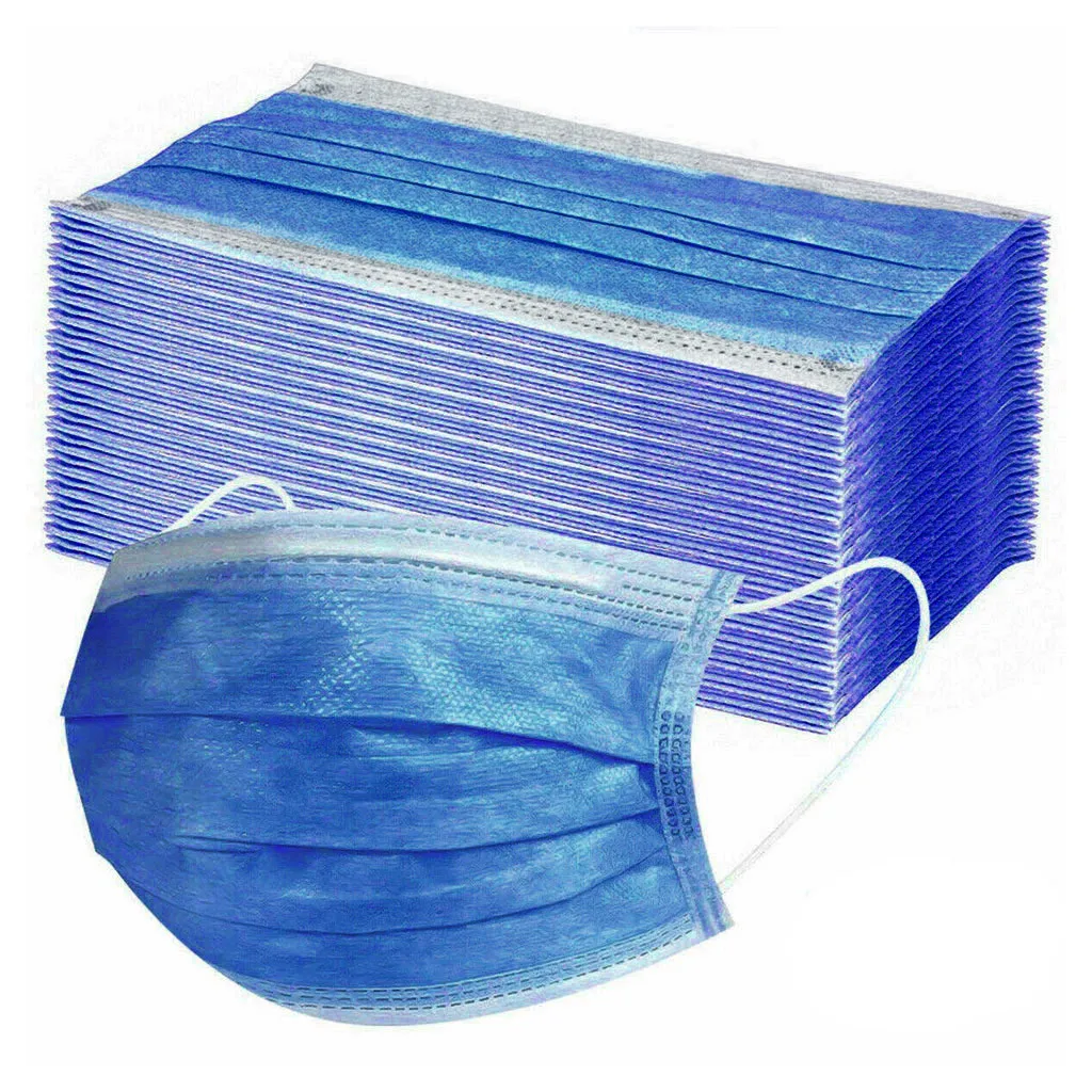 100PC Disposable pure color royal blue mask Safety Face Mask Breathable Facial 3Ply Ear Loop Hygiene clean | Аксессуары для одежды