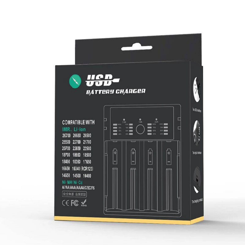 Умное зарядное устройство USB 18650 для 26650 22650 20700 21700 18350 18500 10440 A AA AAA AAAA Ni MH CD li ion