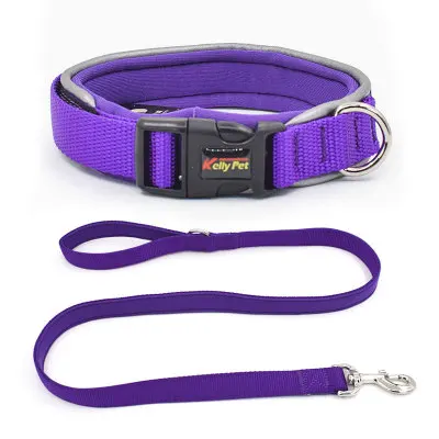 Purple Set Кожаный ошейник для собаки, набор поводков, персонализированные ошейники для французского бульдога, 6 цветов, кожаный поводок для собаки для маленьких, средних и больших собак, питбуль - Цвет: Purple Set