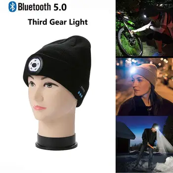 

Outdoor Bluetooth Earphone Knitted Beanie Winter Sport Running Hat LED Light Sweater Wireless Stereo Headphone Warm Music Cap