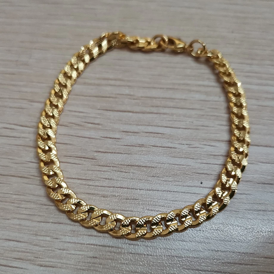 Men's Bracelets Gold Stainless Steel Curb Cuban Link Chain Bracelets For Men Women Braslet Wholesale Jewelry Gift