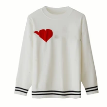 Хорошее качество 2019d вязаный свитер с длинными рукавами и круглым вырезом и надписью Love