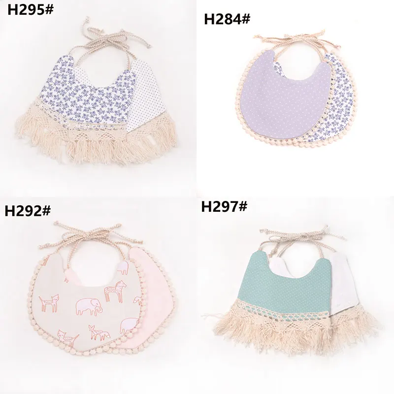 

Newborn Infant Baby Girl Boy Bib Kid Toddler Dinner Feeding Tassel Double-deck 100% Cotton