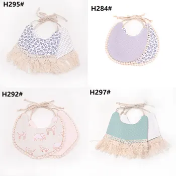 

Newborn Infant Baby Girl Boy Bib Kid Toddler Dinner Feeding Tassel Double-deck 100% Cotton