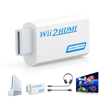 

2 Pack HDMI Converter Adapter for Wii, Full HD 1080P Wii2 HDMI Converter 3.5mm o for PC HDTV Monitor Display